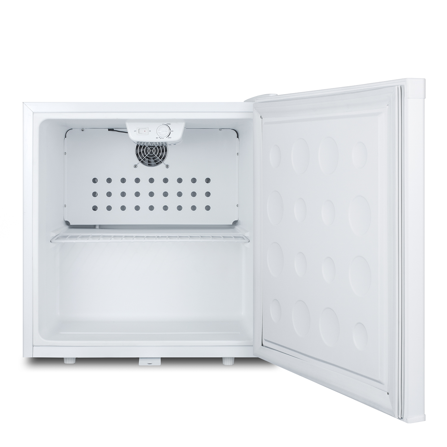 Compact 1.7 cu.ft. general purpose all-refrigerator in white with automatic defrost, front lock, and flat door liner